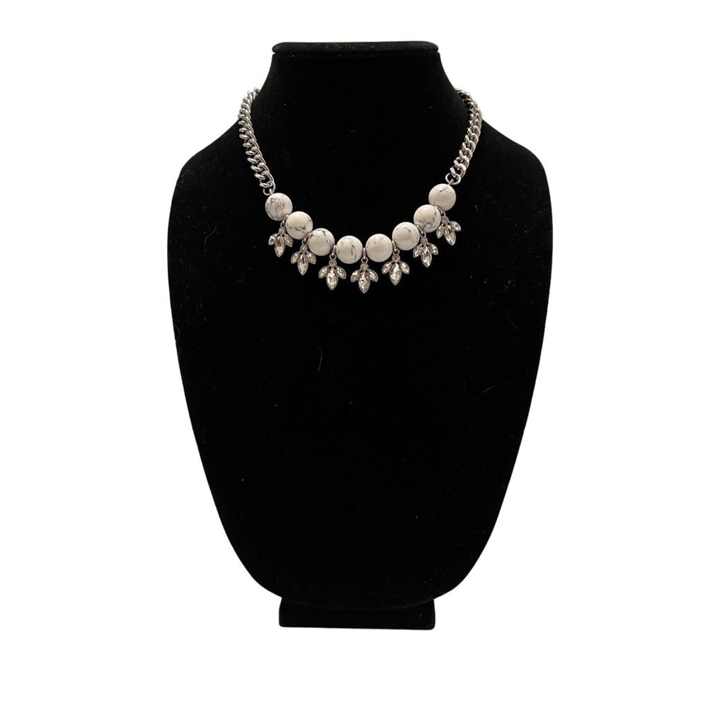 Adornable U Silver White Marble Rhinestone Reversible Statement Classic … - Picture 16 of 16